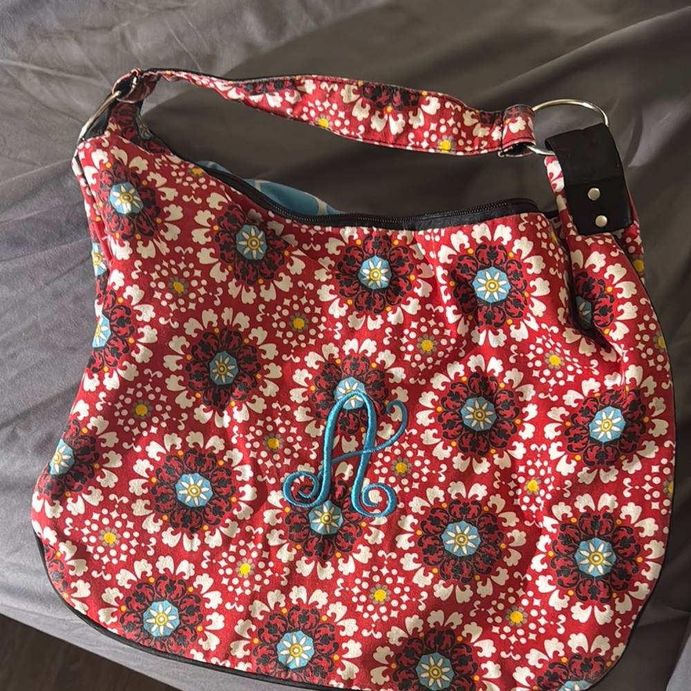 Initials Inc Red Floral Shoulder Bag